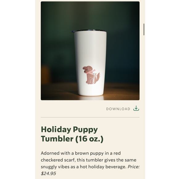 Starbucks x MiiR 2025 Holiday Puppy Tumbler 16oz Limited Edition Stainless Steel - Picture 2 of 10